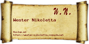 Wester Nikoletta névjegykártya